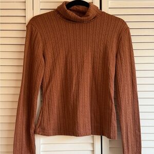 SHEIN Warm Brown Turtleneck Top